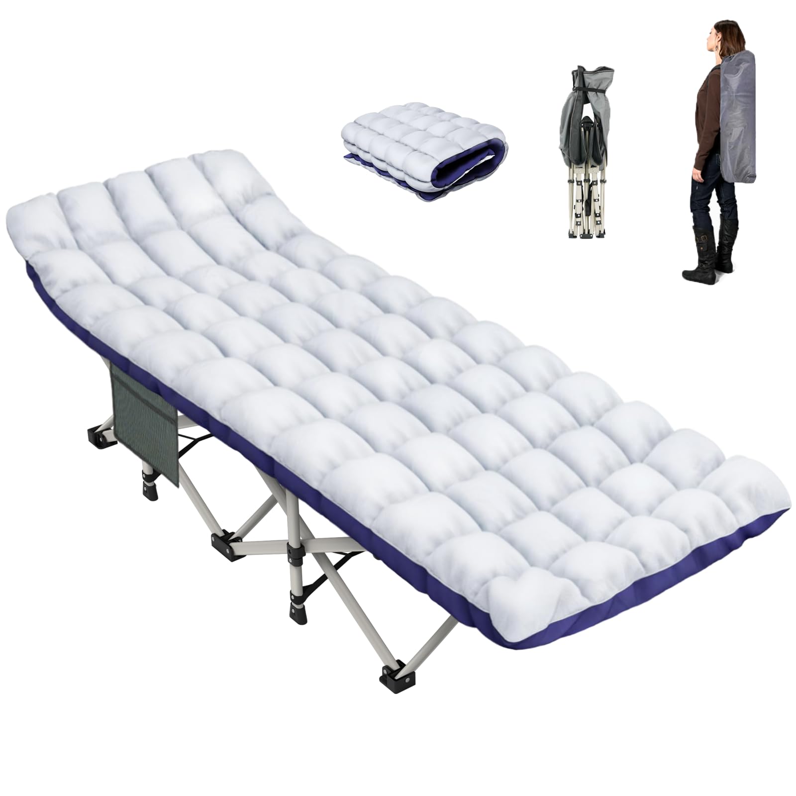 Niceway Camping Bed/Camping Cot for Adults, Portable & Foldable Folding Cot Bed with 4" Cozy Mattress, Easy-to-Carry, Heavy Duty Travel Bed for Camp, Tent, Outdoor & Indoor