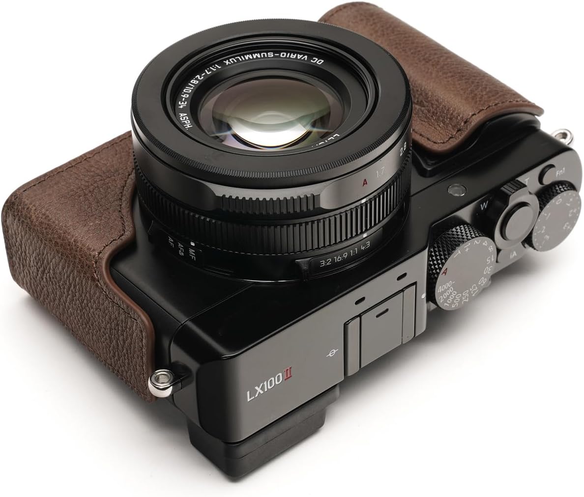 TP Original Handmade Genuine Real Leather Half Camera Case Bag Cover for Panasonic LX100 II Coffee color