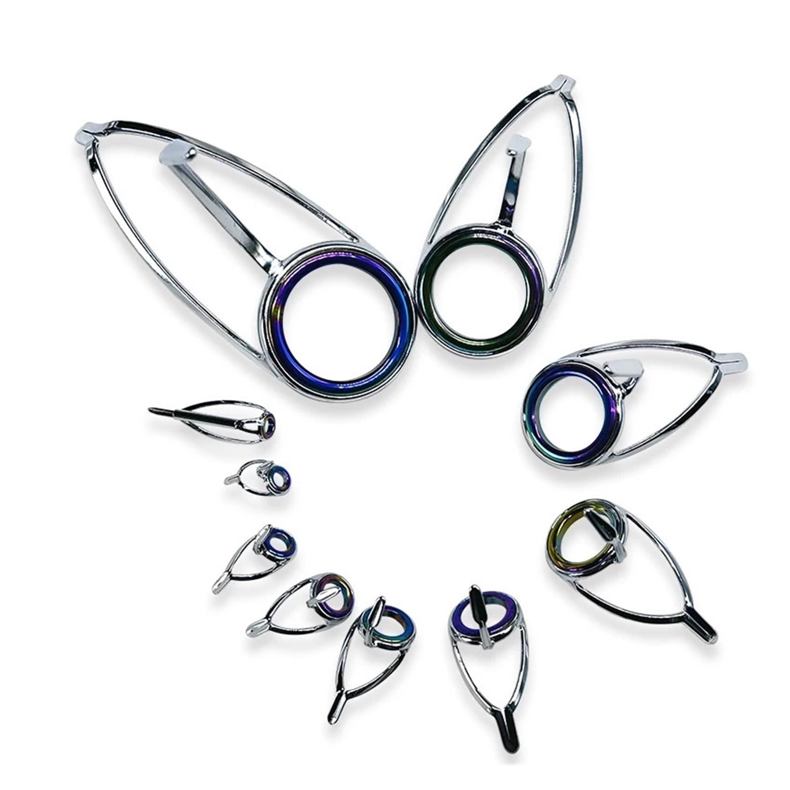 Guide per canna da pesca Guida per canna da pesca Set di 2 anelli in ceramica in acciaio inossidabile Kit di riparazione per fusione accessori di ricambio