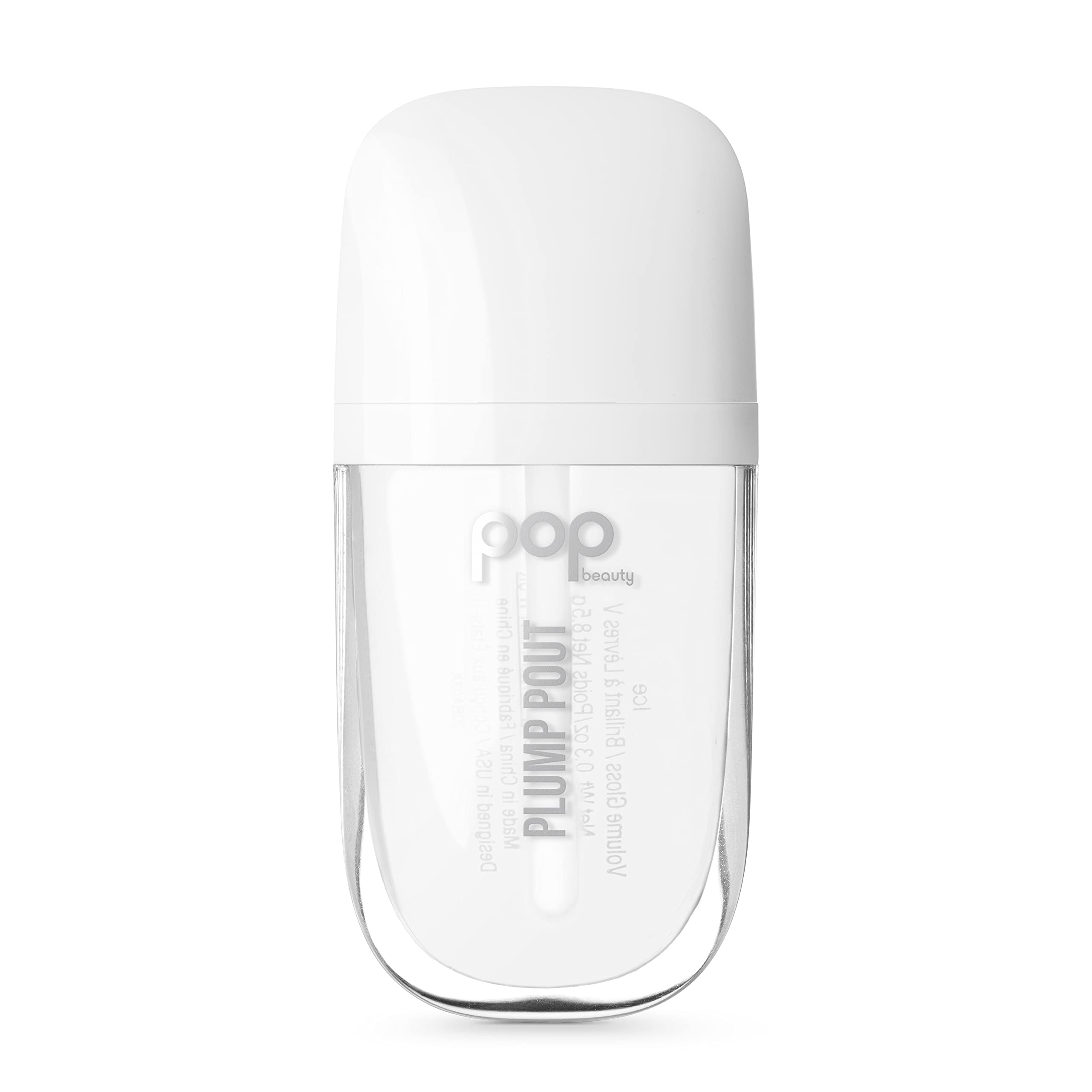 POP Beauty Plump Pout Clear Ice | Plumping Lip Oil, Hydrating Lip Gloss, Long Lasting Nourishing Lip Glow Oil Non-sticky Clear Ice 1 Count (Pack of 1)