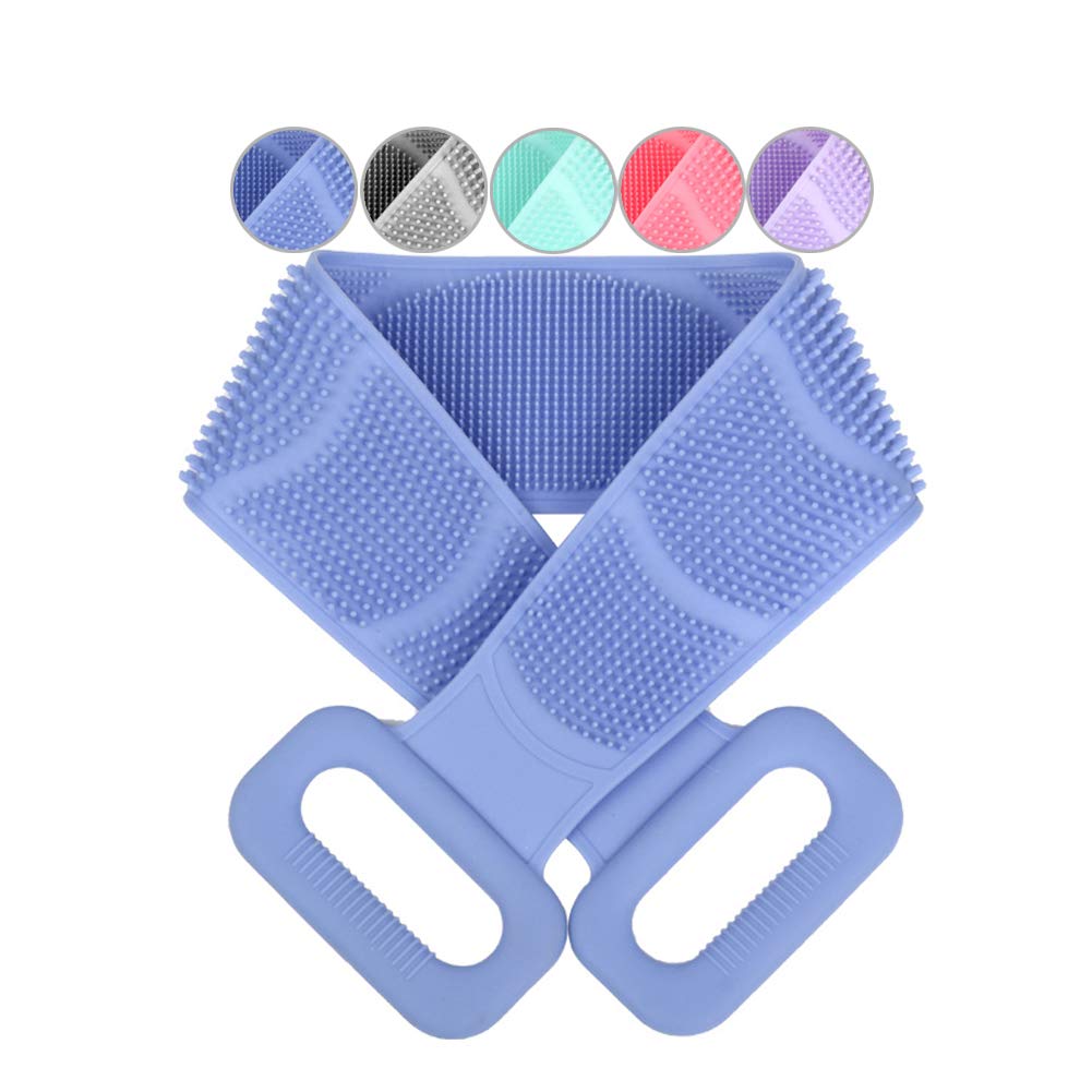 Silicone Back Scrubber for Shower,TEGOOL New Silicone Bath Body Soft Brush,Easy to Clean Washer More Hygienic Exfoliating (Blue)