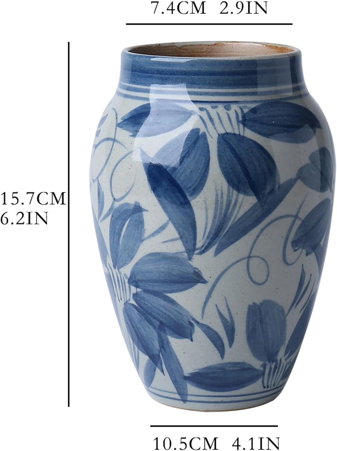 Vase Retro Blue and White Porcelain Vase Water Culture Flower Flower Arrangement Rough Pottery Small Vase Home Decoration Suitable for Dining and Living Room Home decoratio