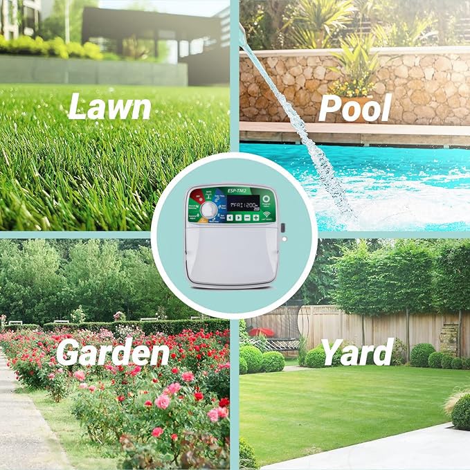 Suinga Programador de Riego 4 Zonas | Riego Automatico para Jardin | Temporizador de Riego Eléctrico | Uso con Electrovalvulas de 24V