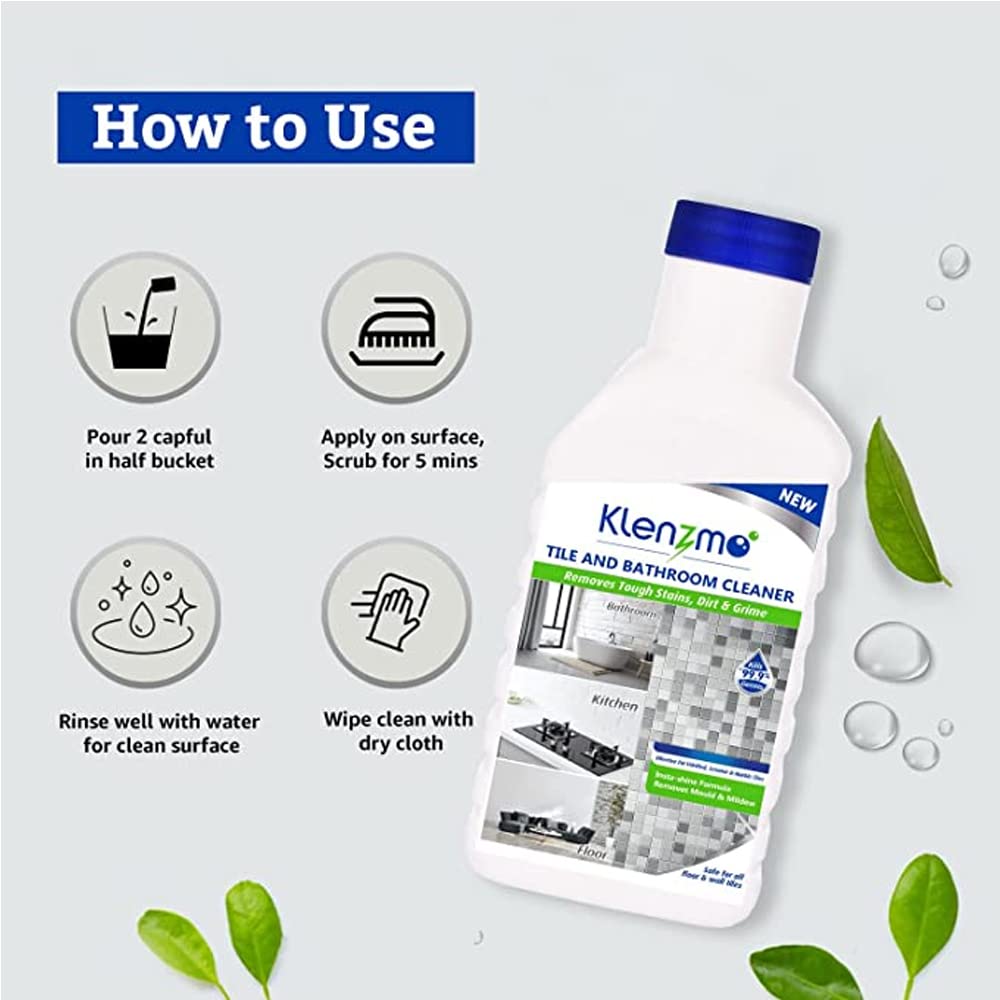 Klenzmo Bathroom Cleaner Kit – Tile 850ml + Tap & Shower 270ml 4