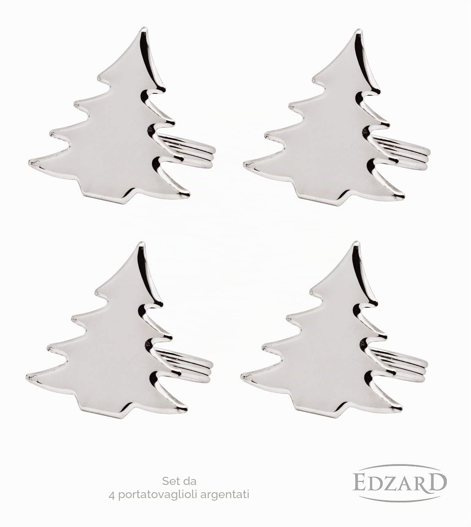 EDZARD anello portatovagliolo "Abete", argento placcato, antiossidante, set da 4 pezzi