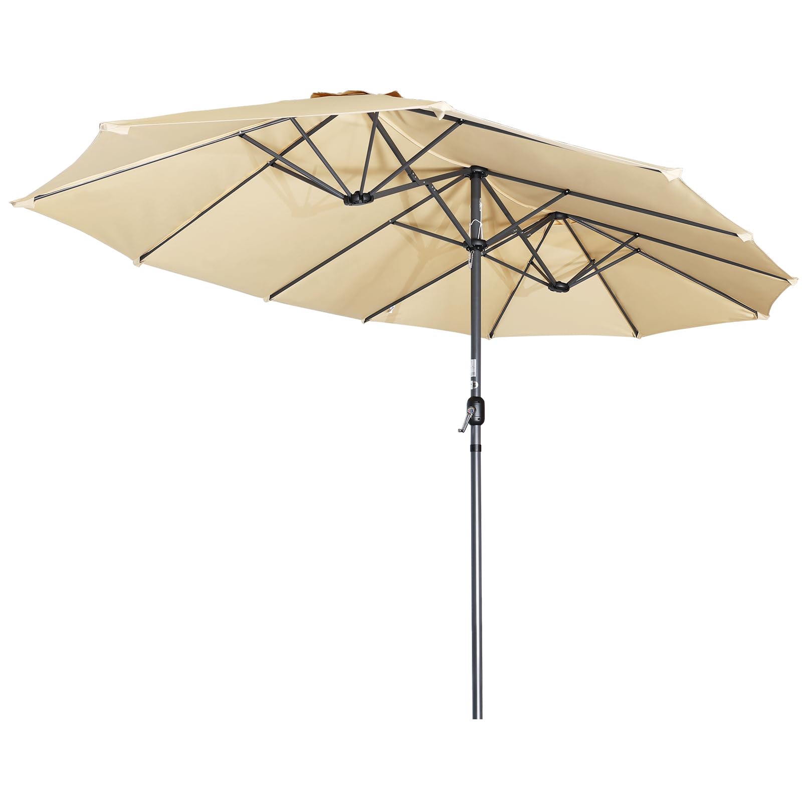 Angel Living Ombrellone da Giardino Doppio, Parasole in Tessuto di Poliestere, Ombrellone Gigante per Giardino, Patio e Terraza, Protezione Solare UV, 4.6 x 2.7 x 2.4 m (Beige)