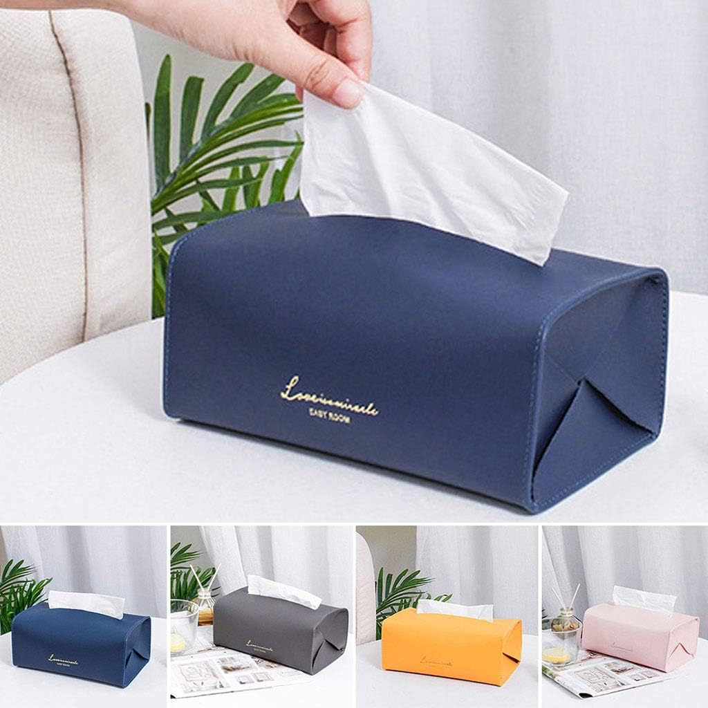 ZYY PU Leather Desk Tissue Box Napkin Holder Kitchen Tissue Rack Reusable Home Car Tissue Storage Box (Color : Pink) image 3
