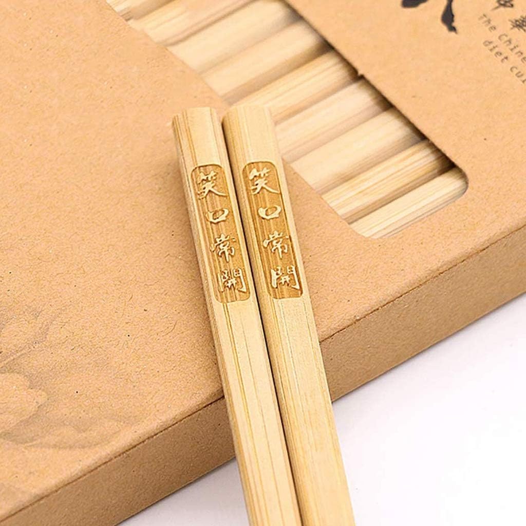 Juego de Palillos Chinos Aptos para lavavajillas, Palillos Chinos con Caja, Juego de Regalo de Palillos Chinos de bambú, 20 Pares de Palillos Chinos de Madera Reutilizables(1)