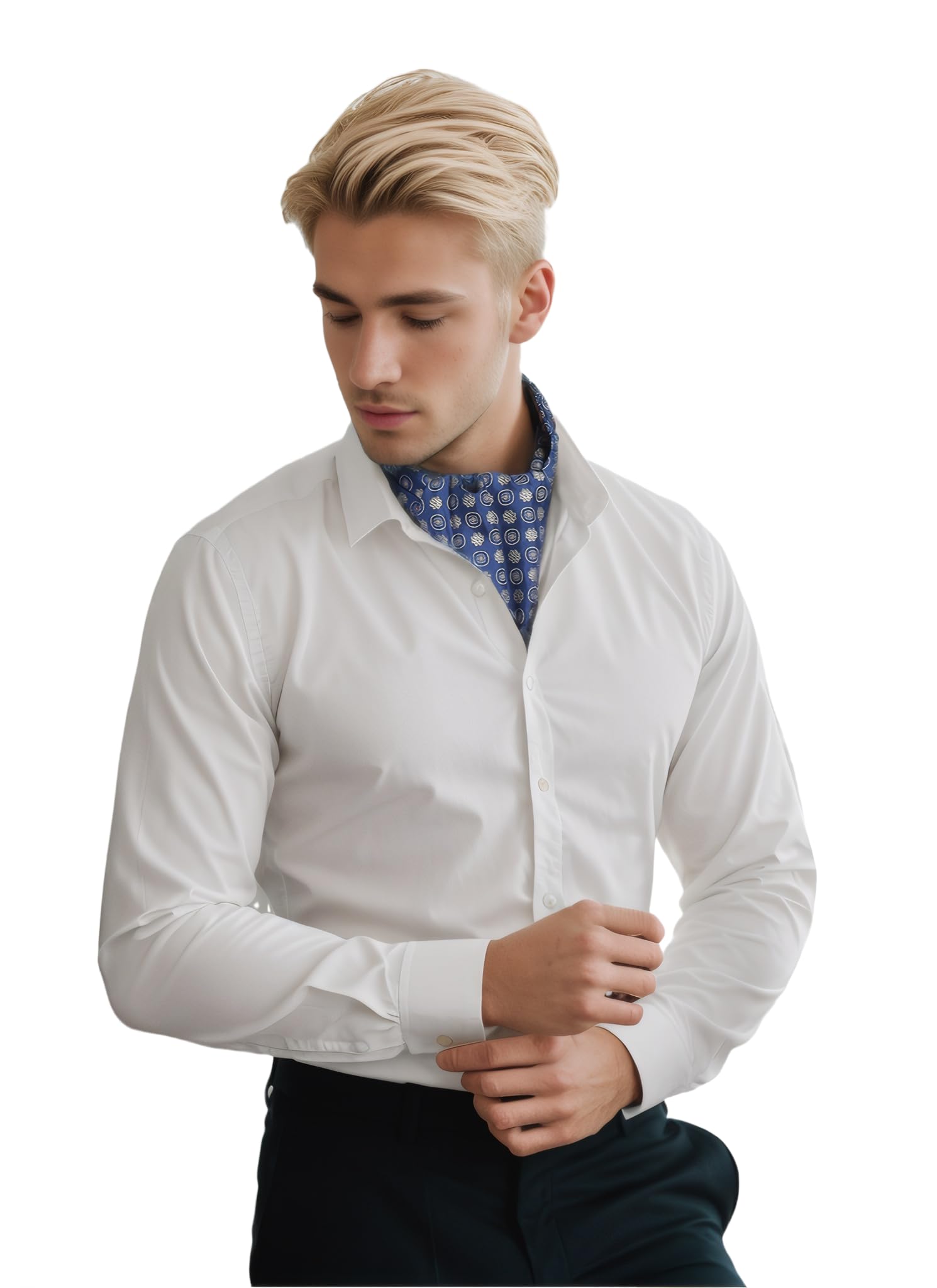 Ascot Uomo eleganti in Seta Cravatta Fazzoletto Foulard Da Collo Due Strati