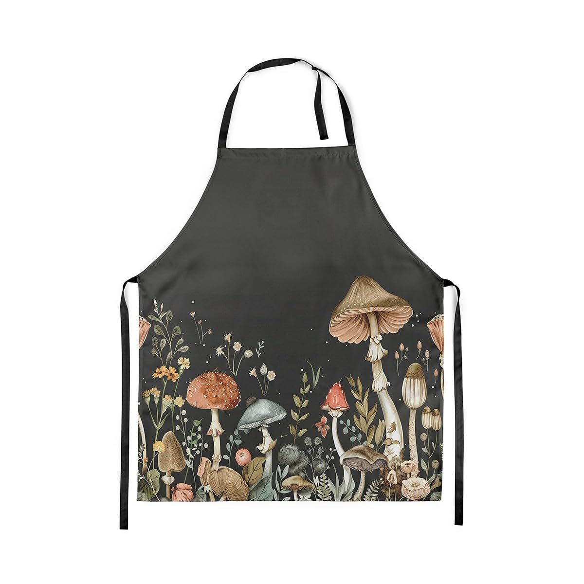 Loussiesd Cute Mushroom Bib Apron Adjustable Boho Mushroom Apron for Women Men Kawaii Fungus Waterproof Apron 78x66cm Wild Cooking Kitchen Chef Apron