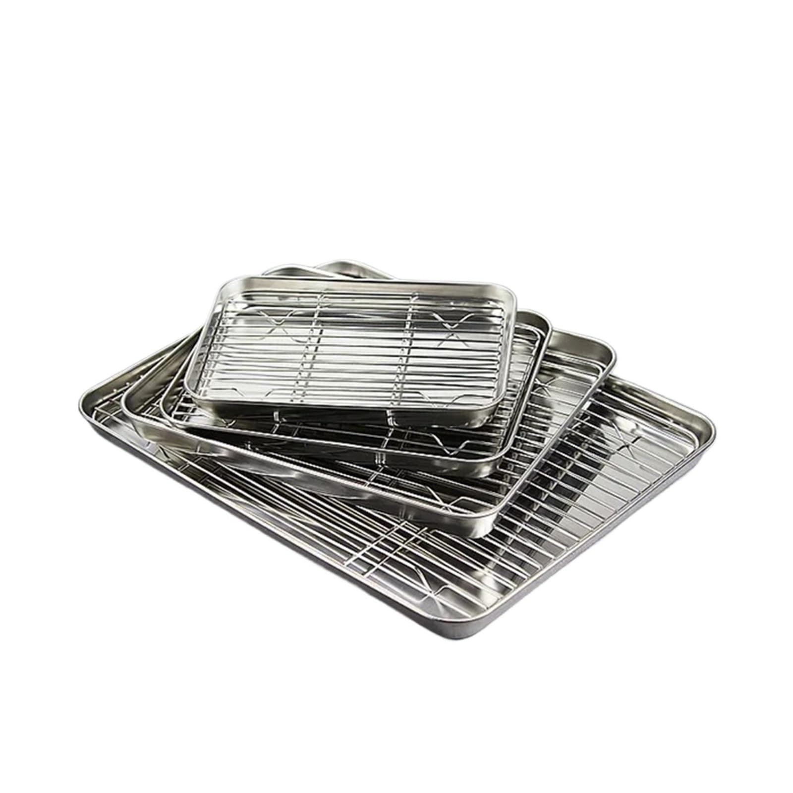 HIZON Bandeja for Hornear con Rejilla de Acero Inoxidable 304 | Horno for hornear pasteles, bandeja for barbacoa, plato, horno(20x20cm tray)