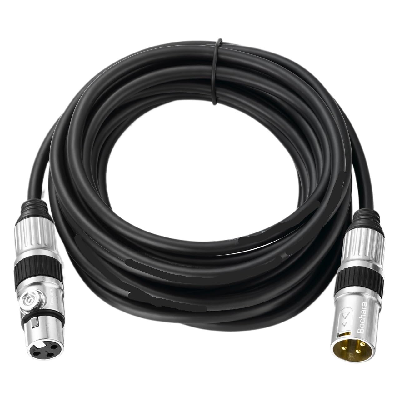 Cavo di prolunga XLR a 3 pin placcato oro da maschio a femmina, cavo audio OFC + schermatura intrecciata per microfono mixer amplificatore (cavo circolare nero, 5 m)