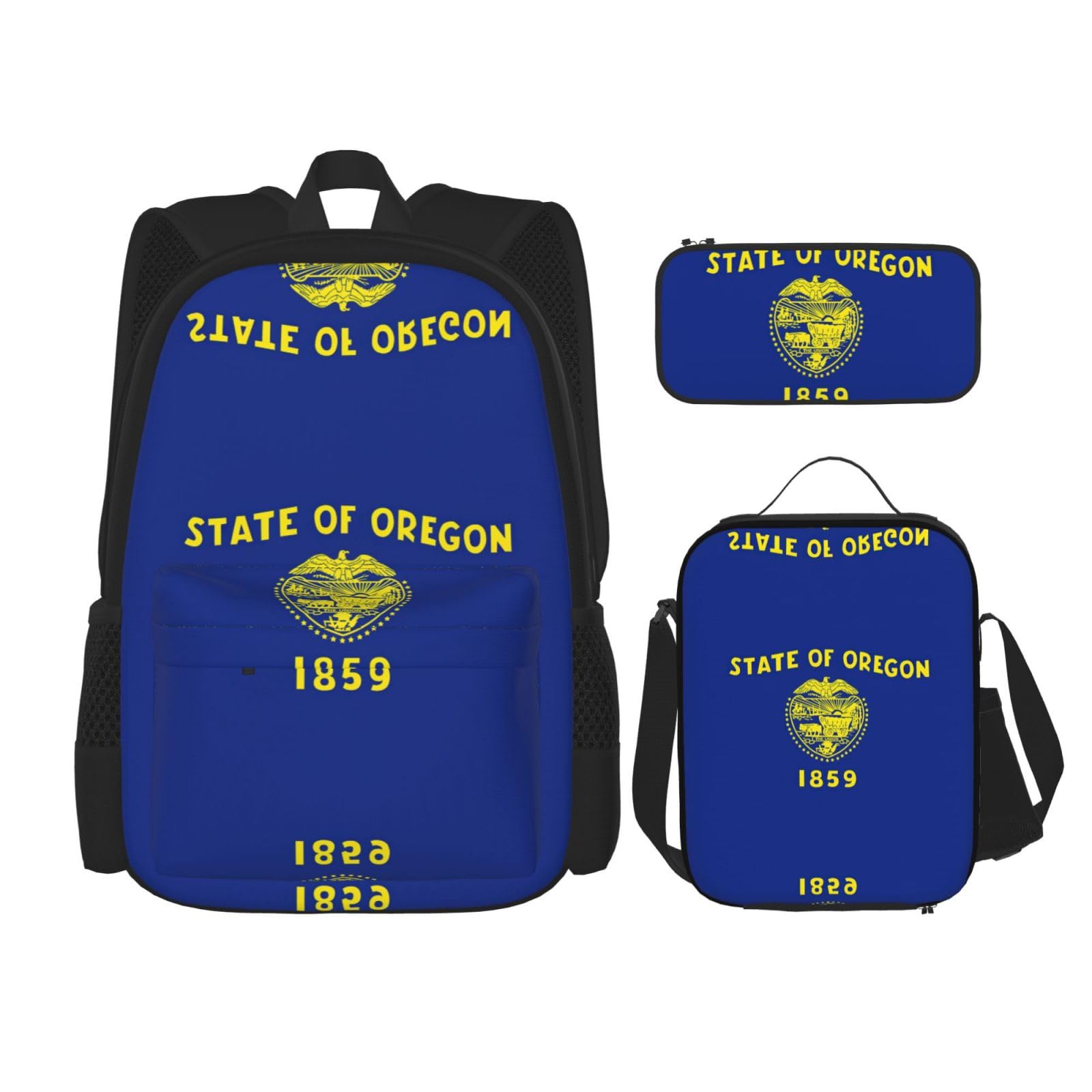 Flaga stanu Oregon plecak dziecko chłopcy dziewczęta pudełko na lunch szkoła torba zestaw uczniów szkoły student prezent, Czarny, One Size, Bagaż