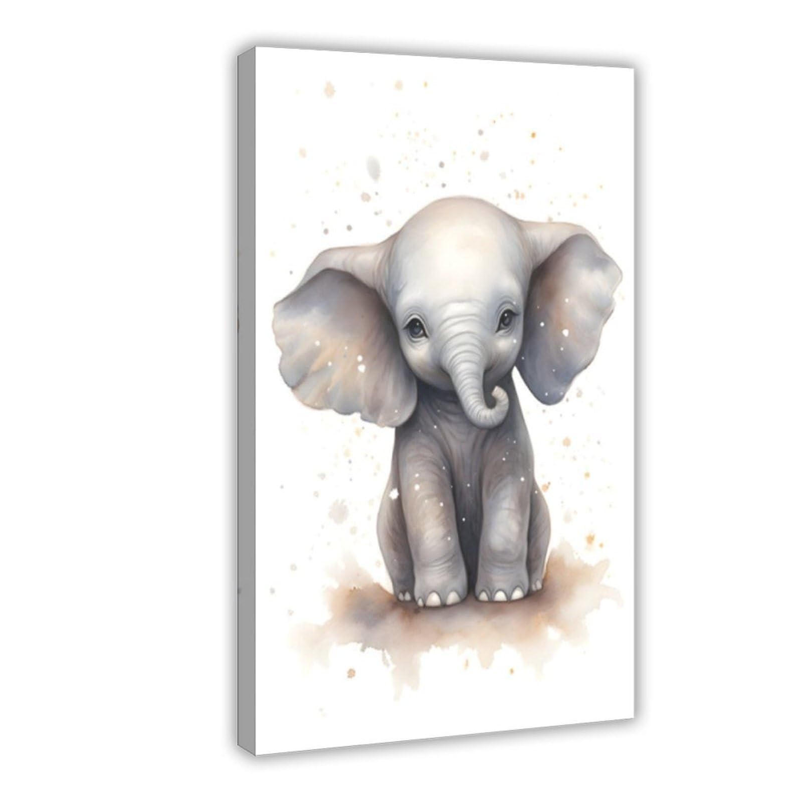 Bareronor Cute Elephant Poster Canvas Poster Bedroom Decor Landscape Office Room Decor Gift 12" L X 18" W