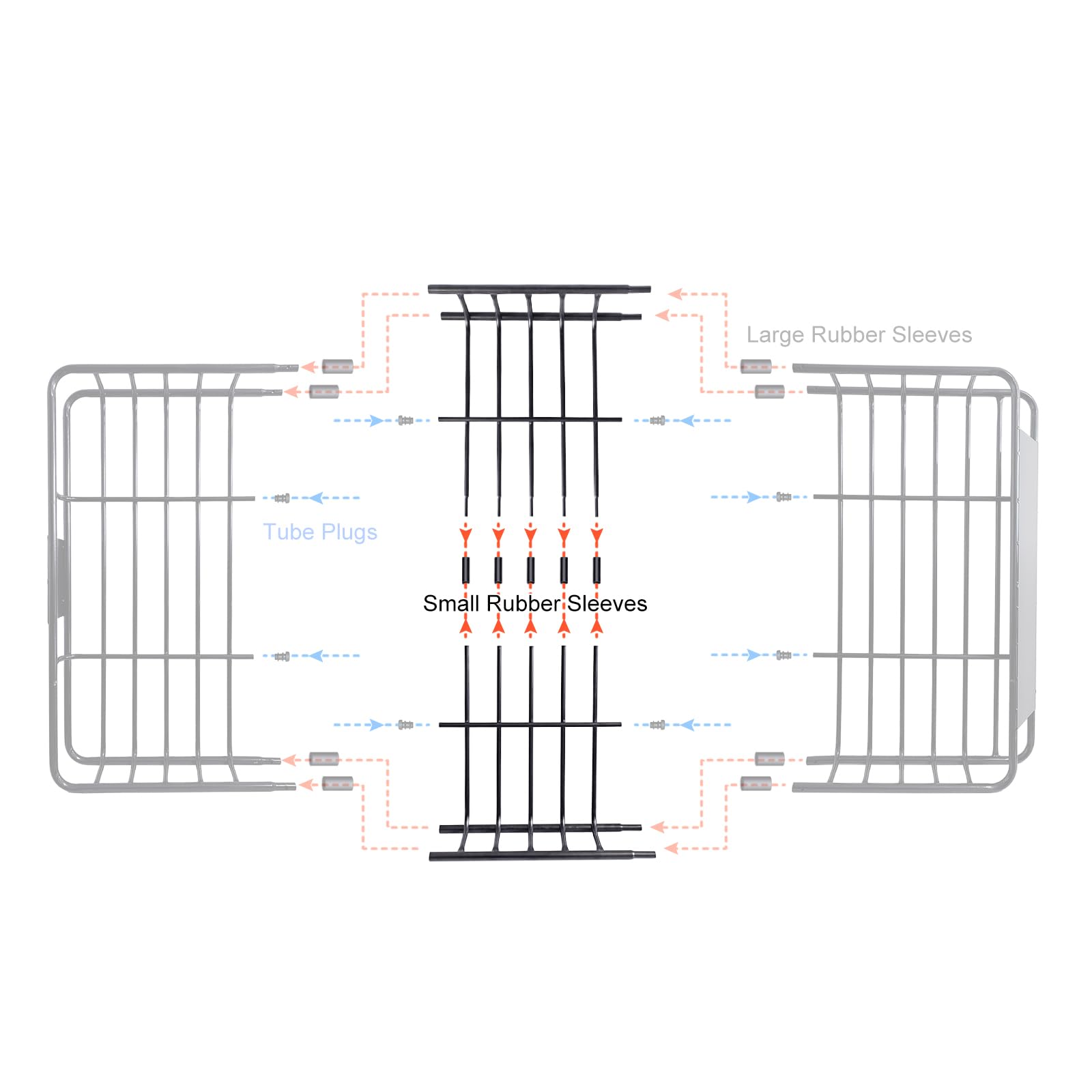2Pcs Small Size Rubber Sleeve Gasket for MeeFar Roof Cargo Basket One Pair