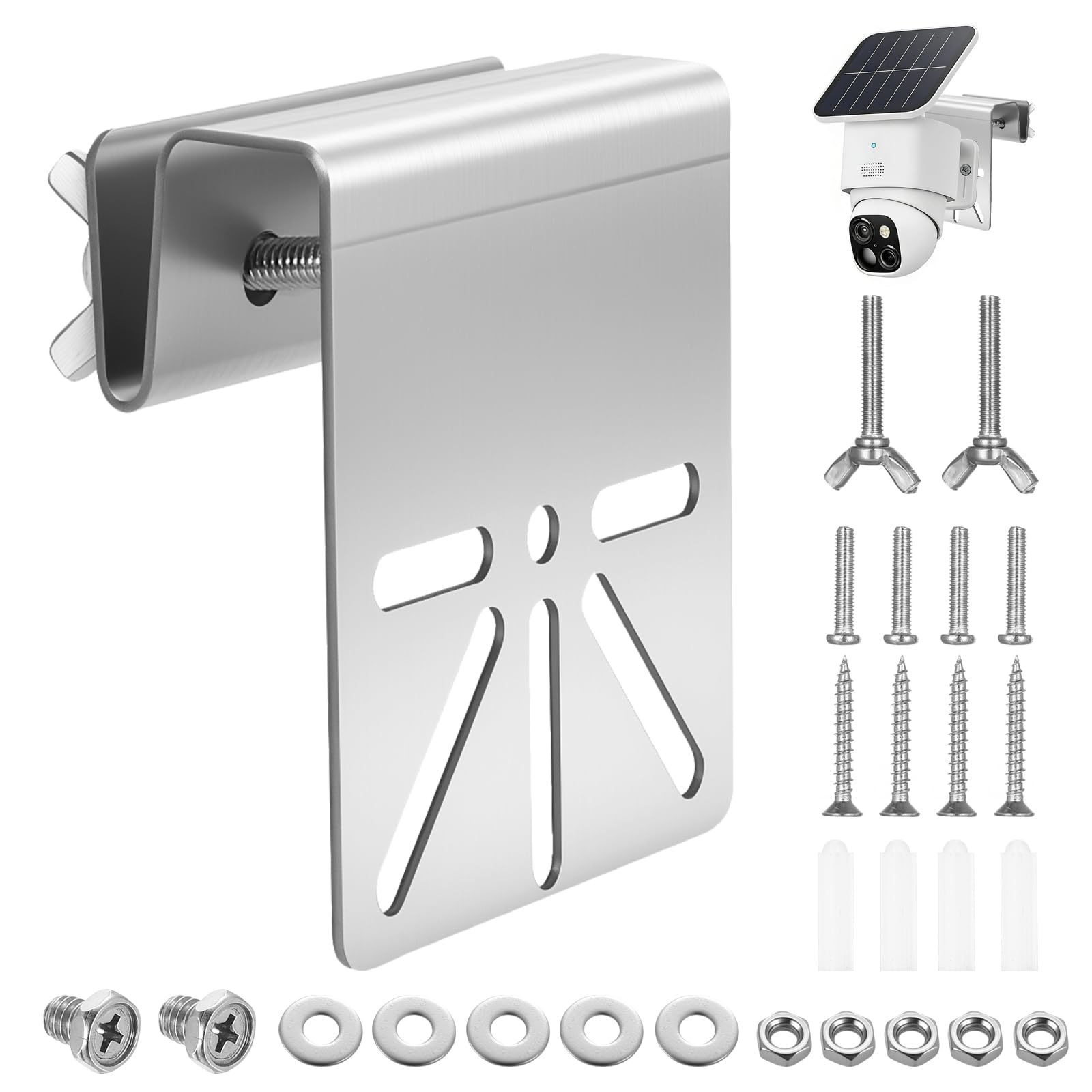 1 SetGutter Mount for Eufy, Arlo Solar Panel, Metal Gutter Mount Bracket for Eufy Security Cameras, Stainless Steel Gutter Brackets Solar Security Camera Holder Compatible with IP PTZ DomeCameras