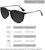 Vista 28 de ANDOILT Lentes de sol polarizados vintage para mujeres y hombres, protección UV, lentes de espejo redondos retro