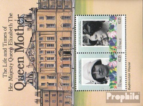 Tuvalu-Nui Bloque 1 (completa.edición.) nuevo con goma original ** MNH 1985 Reina Madre Elisabeth (sellos para los coleccionistas) Familia real británica (Diana, Charles, Elisabeth...)