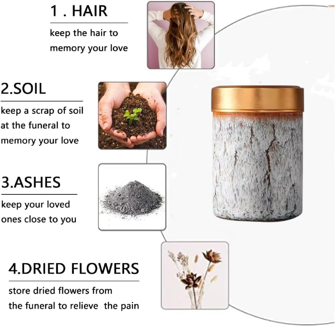 Small Mini Urns 8 Piece -Ceramic Metal Screw lid Keepsake 2.5 inches Urns Set of 8， Funeral Memorial Urn Hold 3.5 Cubic inches for Human Ashes, and Pet