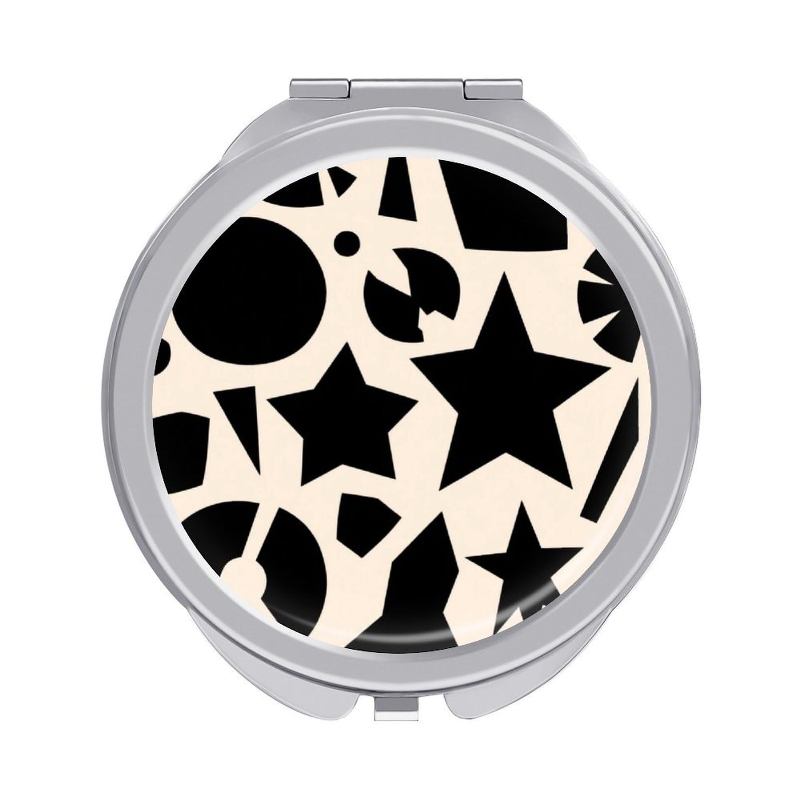 Fekiloot Style Geometry Travel Makeup Mirror Handheld Compact Mirror Portable Pocket Mirror Double-Sided 1X/2X Magnifying For Handbag And Purses