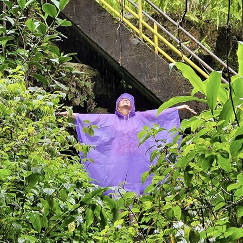 Image of Rain Ponchos for Adults,Raincoat for Women Men,Lightweight Unisex Raincoat for Hiking Camping (3Pack,Black, Gray, Purple)