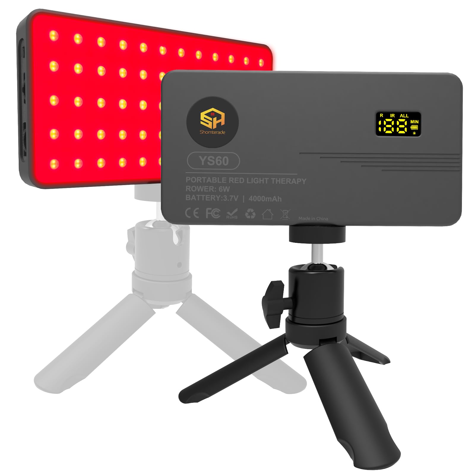 Hottoerak Rotlichtlampe Gesicht mit Ständer, 60 LED,660nm & 850nm