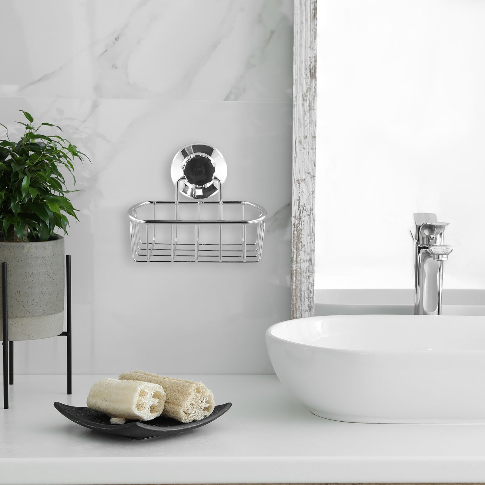 iPEGTOP Super krachtige vacuüm zuignap douche sterke roestvrije spons houder voor badkamer en keuken, roestvrij staal, zeepschaal
