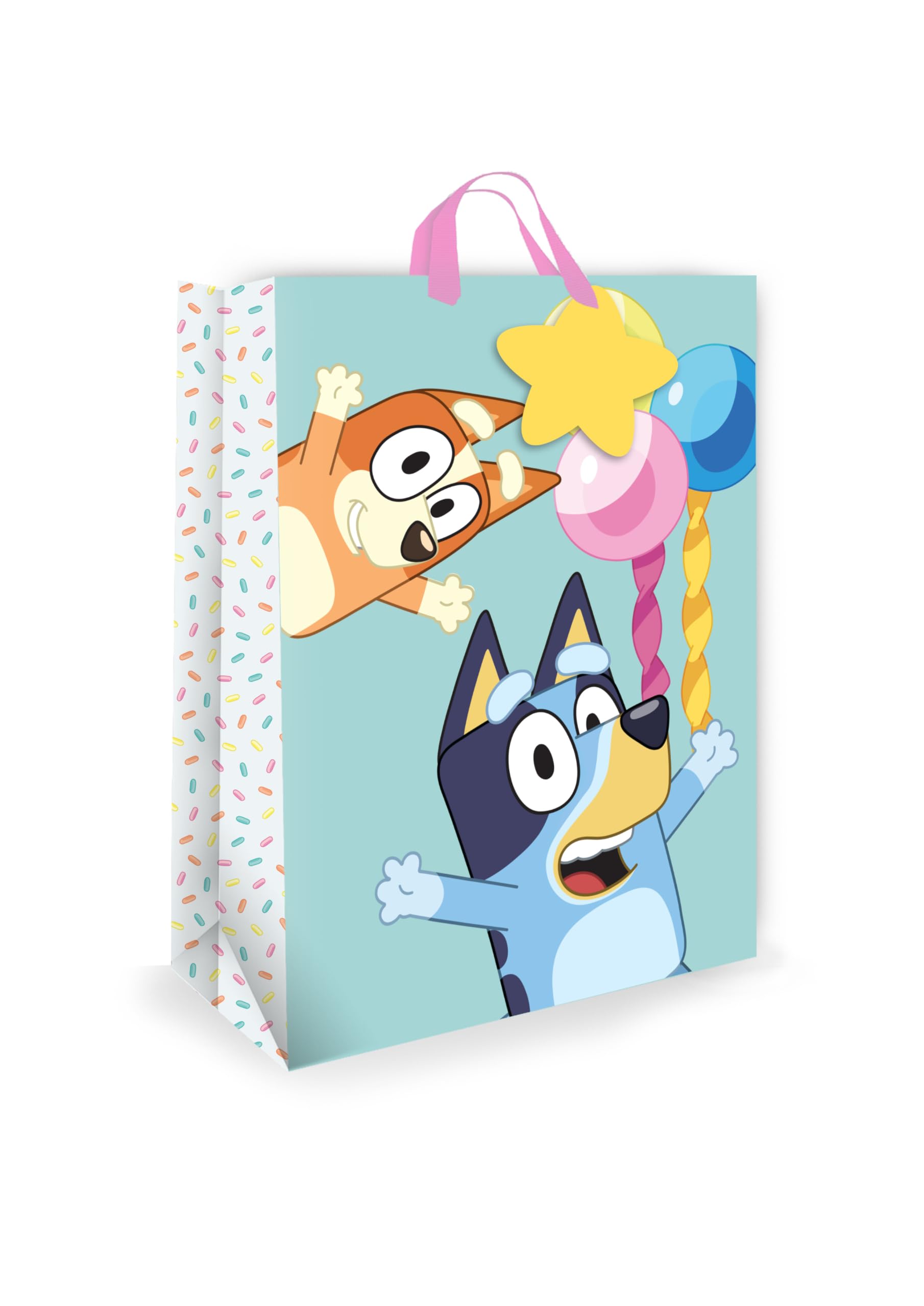 Danilo Bluey Official Large Gift Bag | Official Bluey Merchandise | Children's Birthday Gift Bag with Gift Tag & Ribbon Handles | Party Gift Bag for Presents