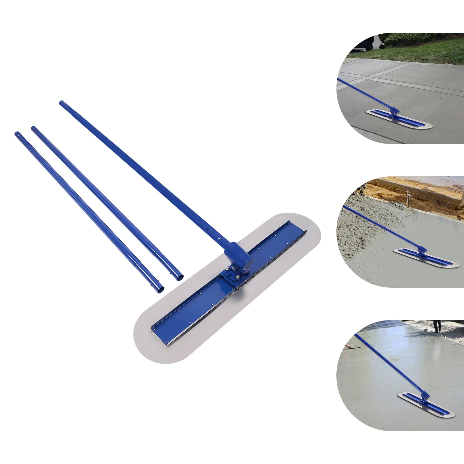Paleta de alisado de acero inoxidable de 120 x 30 cm para alisar suelos de hormigón y cemento en obras de construcción, carreteras, etc. Utiliza mango extendido sin esfuerzo y cómodo
