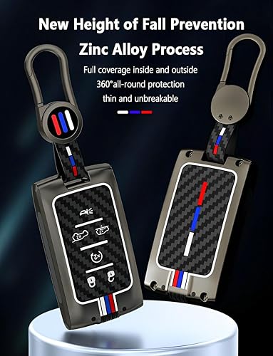 Miniatura 3 de Funda de metal para llavero Jeep, protector de llaves inteligentes compatible con Jeep Grand Cherokee L Grand Wagoneer 5 botones 2023 2022