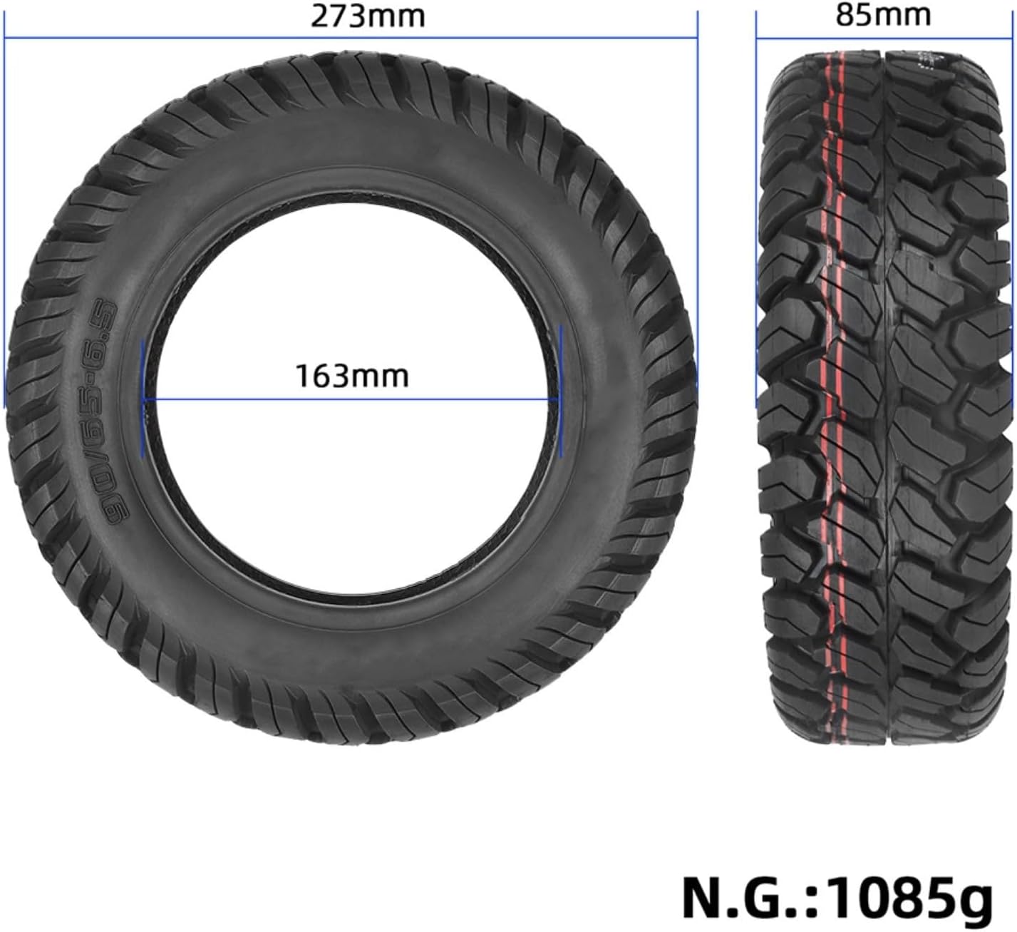Off Road 11 Inch 90/65-6.5 Tubeless Tire for Dualtron and Ultra, for Zero for 11X Electric Scooter Rubber Construction