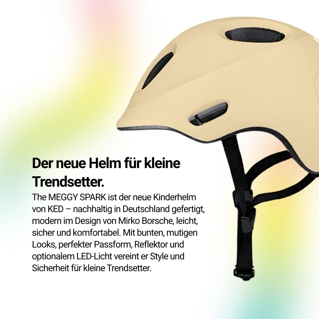KED Meggy Spark - Casco de bicicleta infantil Inmold, sistema de ajuste de 360°, reflectores, red de protección contra insectos, ligero, ajustable, fabricado en Alemania