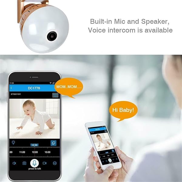Lampadina WiFi telecamera IP panoramica wireless intelligente con base E27 sorveglianza di sicurezza per visione notturna audio bidirezionale con rilevamento del movimento 1080PBulb