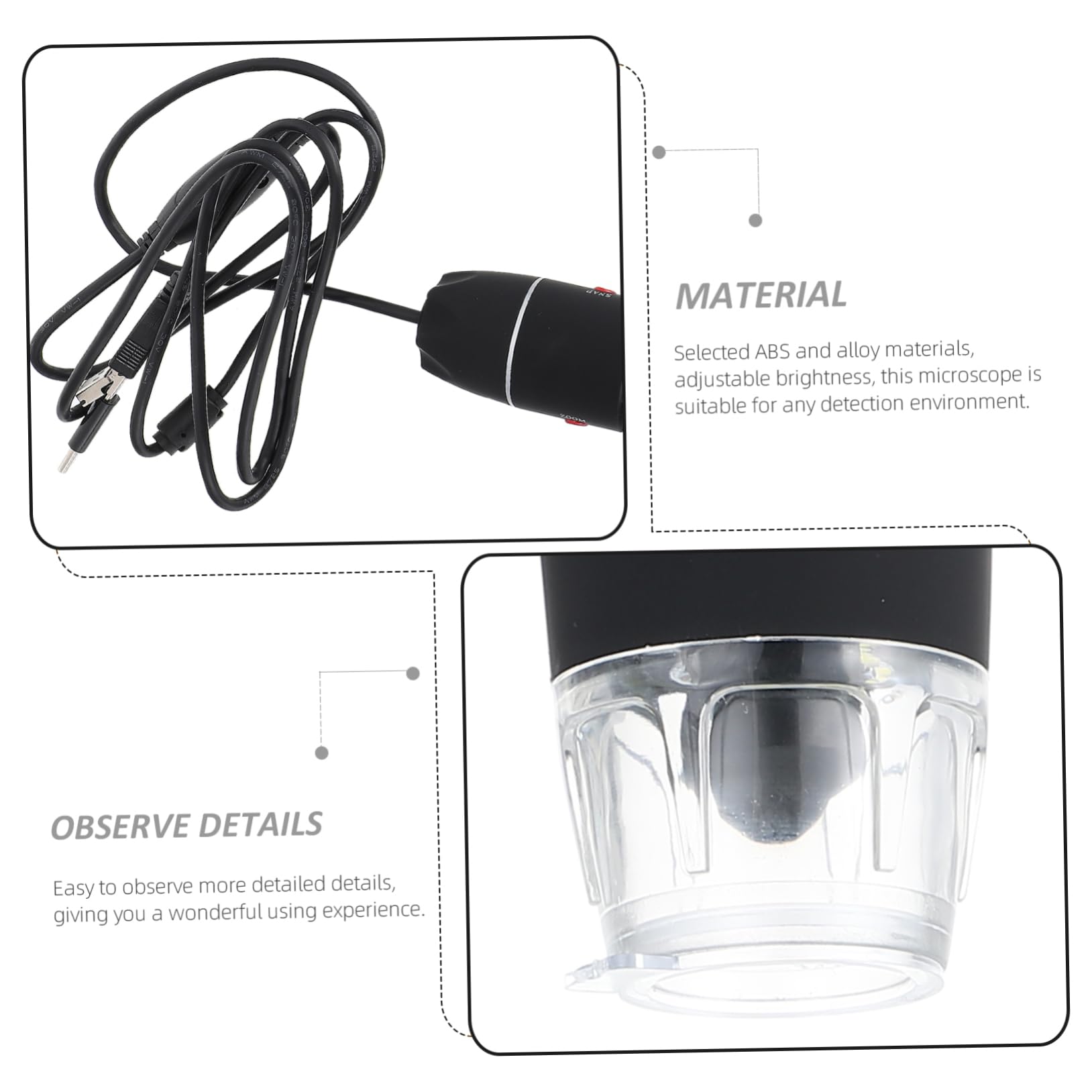 TEHAUX Professional Use Digital Microscope Electron Magnifying Observation Tool High-Definition Detecting Microscope Abs Alloy Construction Adjustable Brightness