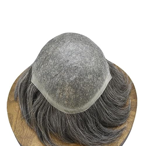 Miniatura 4 de Healthlif Mens Toupee Hairpieces Thin Skin Poly Toupee para hombres Sistema de reemplazo de cabello humano para hombres postizos 0.003 in Prótesis