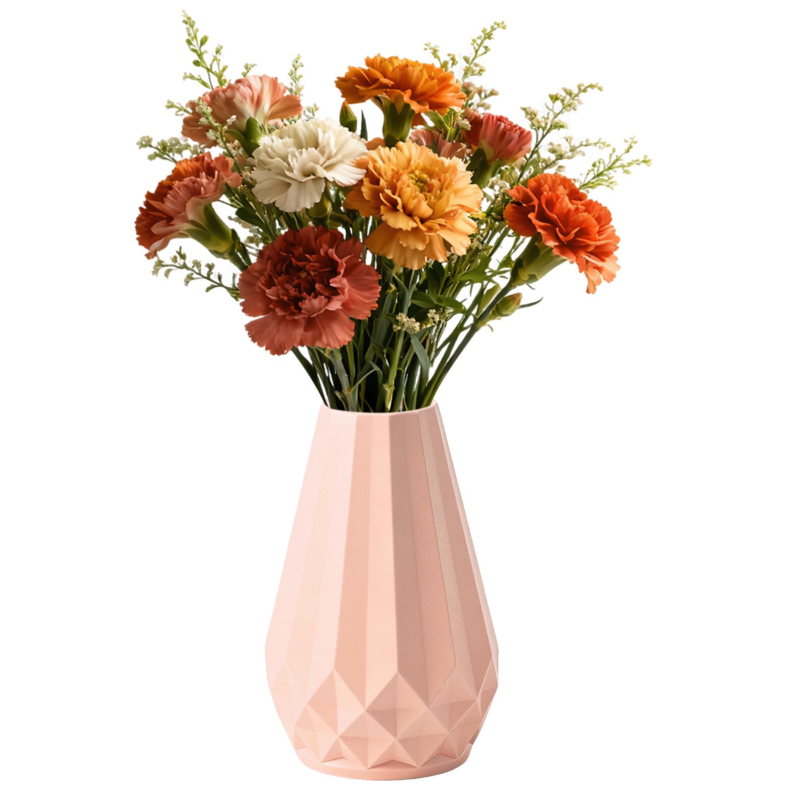 Vase pour fleurs en plastique rose moderne pour bureau et table