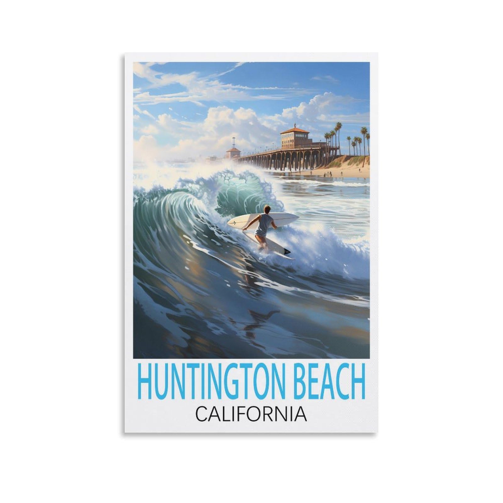 Vintage Metal Tin Signs,Huntington Beach Californias Vintage Retro Man Cave Bar Pub Shed Novelty Gift Tin Wall Décor Metal Sign 30x30cm