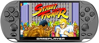 JXD New 5.1 inch 128Bit retro handheld video game console built-in 7600 games for arcade NEOGEO/CPS/FC/NES/SFC/SNES/GB/GBC/GBA/SMC/SMD/SEGA Handheld Game Console mp3/4 (Blue) (Black)