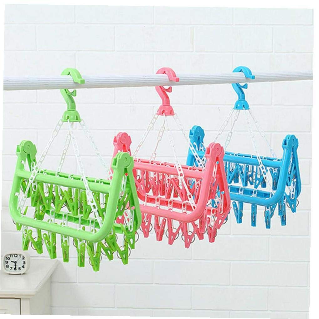 Casecover Random Color 32 Clips Folding Clothes Hanger, Socks Underwear Drying Rack Dryer Laundry Drying Rack Clothes Dryer Rack
