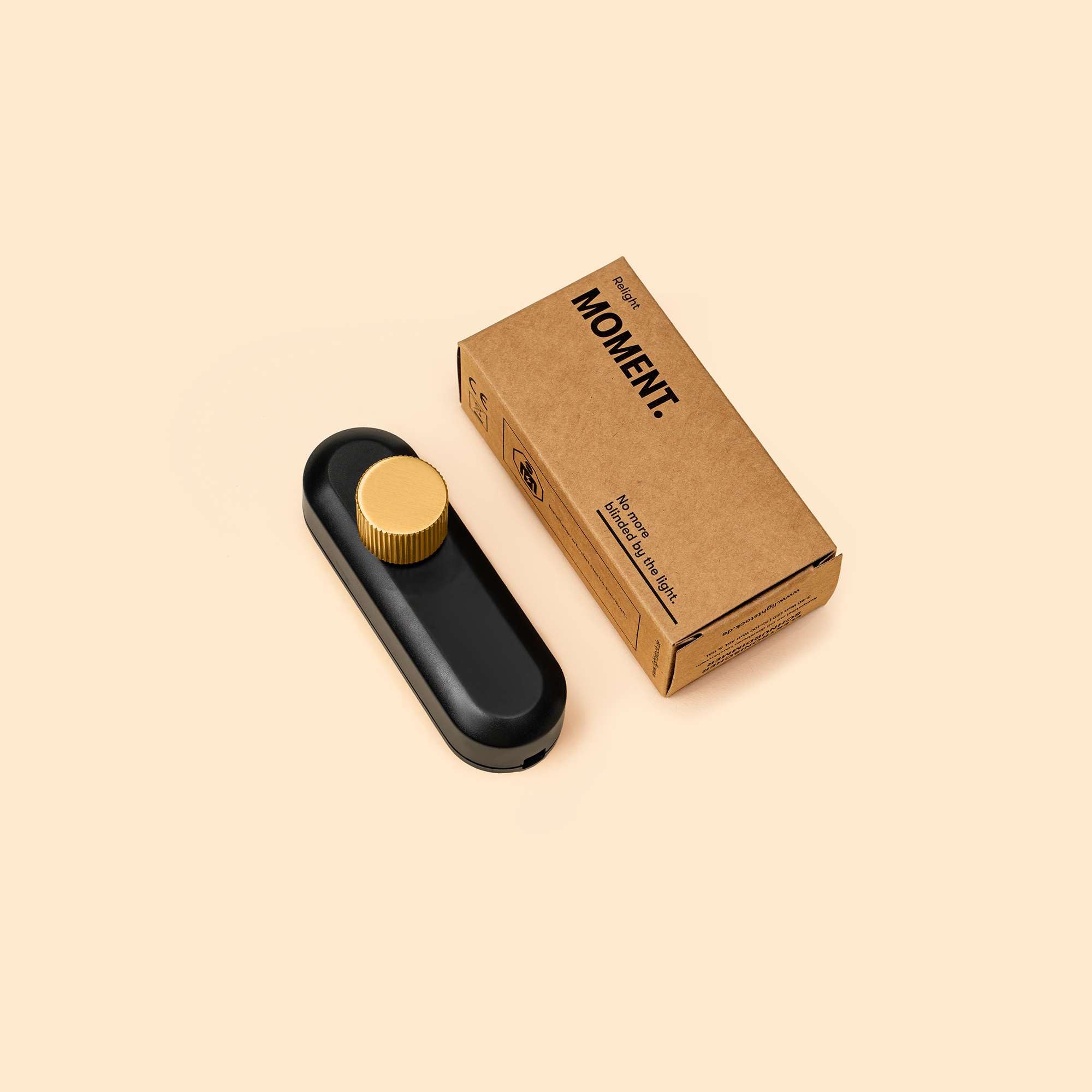 Relight Moment Phasenabschnittsdimmer (LED 3-80W, AGL & HAL 10-100W), Schnurdimmer SCHWARZ mit Drehregler aus Messing SATIN BRASS