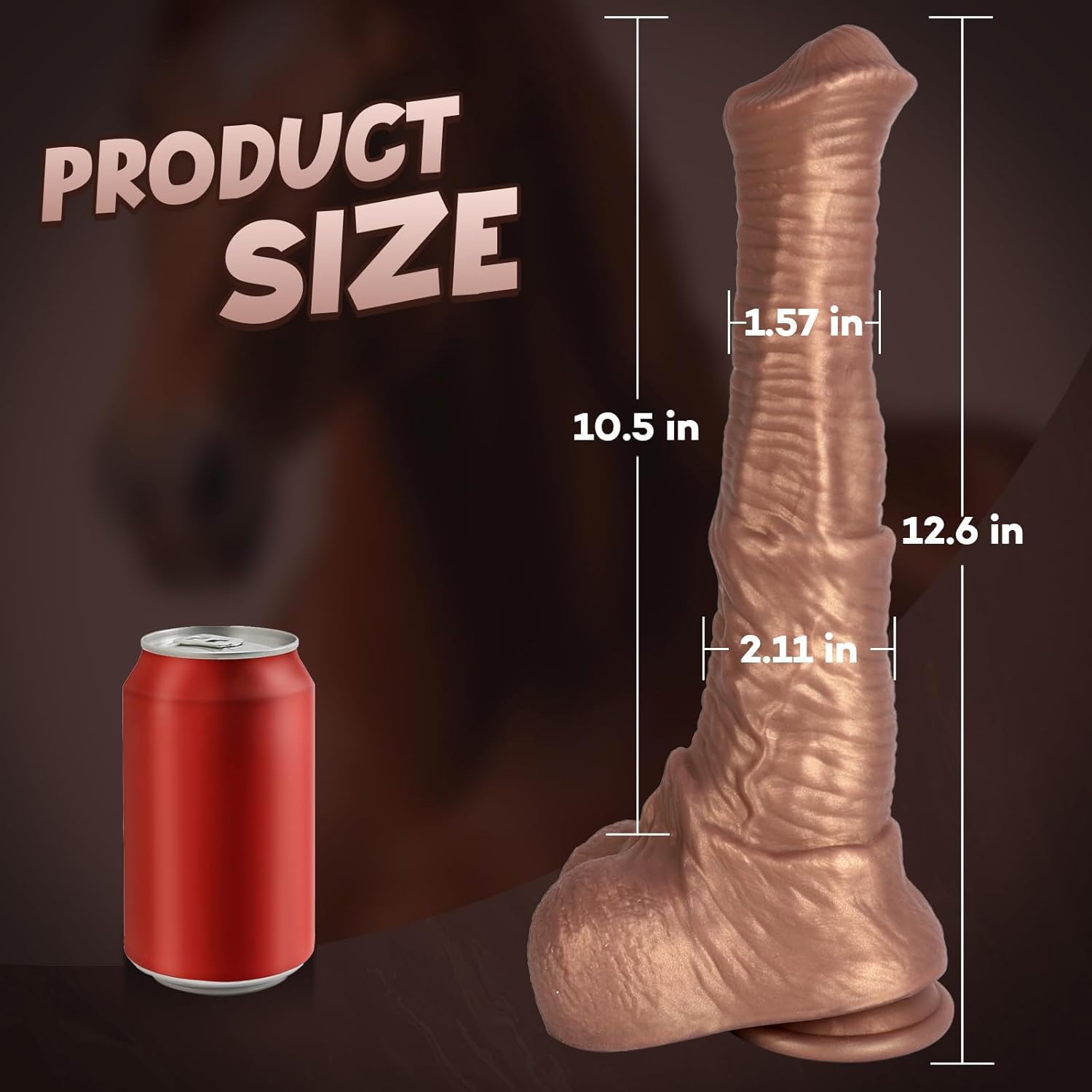 Huge Horse Dildo, 12 Inch Thick Animal Monster Dildo, Big Silicone Realistic Horse Cock Dildos with Strong Suction Cup, Soft Girthy Large Fake Penis for Anal Play, Adult Sex Toys for Men Women Couples