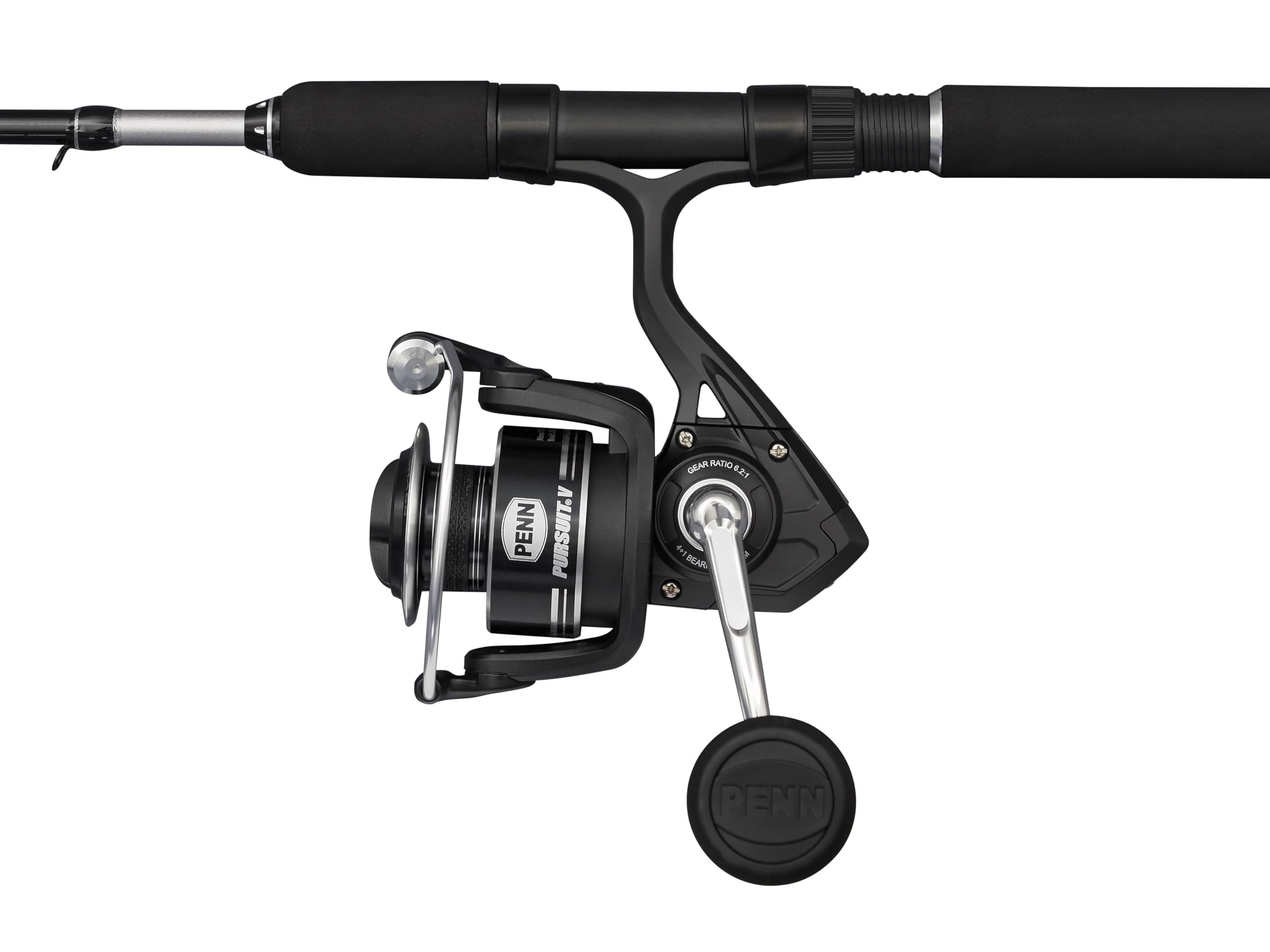 PENN Pursuit V Spinning Combinación de caña y Carrete | Equipo Completo para Pesca en Agua Salada | Freno de Fibra de Carbono | 4+1 roientos de Bolas sellados | Múltiples Opciones