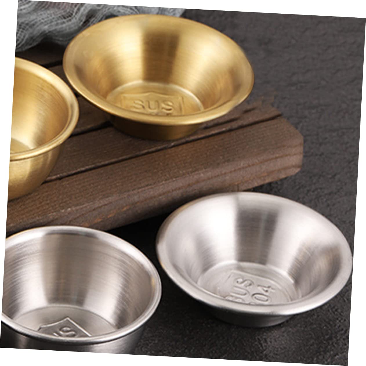Petits Plats Sauce Inox Dorés - Lot De 2 - Pour Condiments, Sauces, Apéritifs - Maison, Resto, BBQ - 10