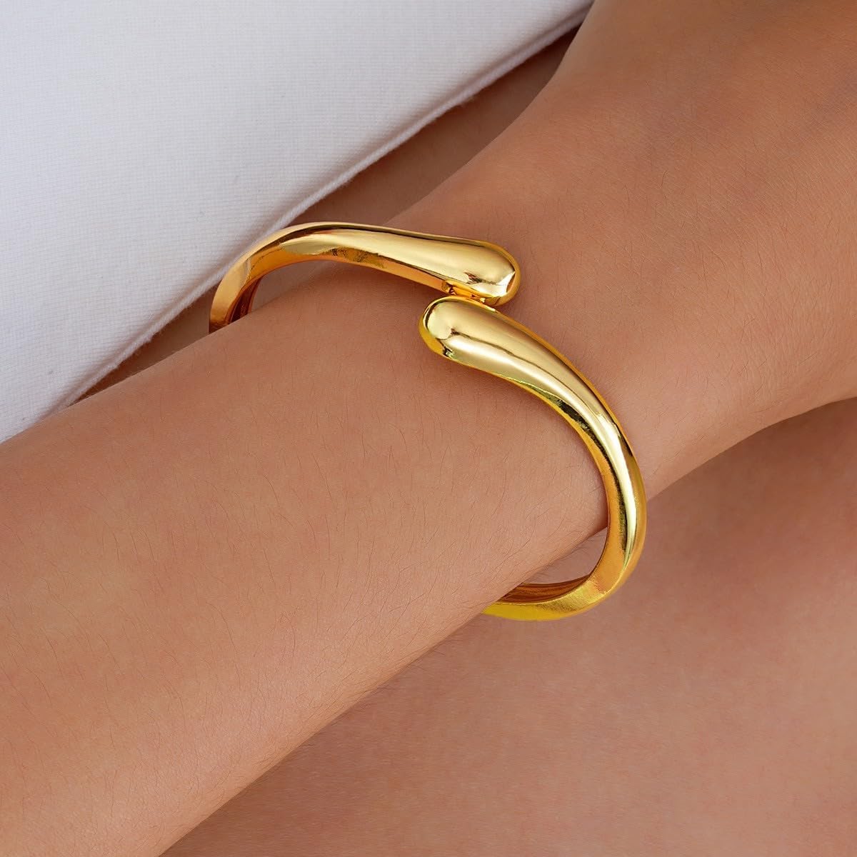 Gold Bangle Bracelets for Women Teens Trendy Chunky Adjustable Twist Cuff Bracelet Personalized Irregular Bracelets for Women Beach Party Summer Jewelry - Image 3