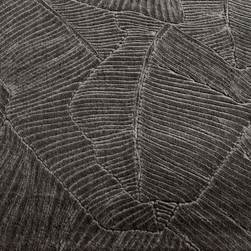 Taracarpet Badematte Homestyle rutschfest waschbar Badezimmerteppich Bad-Vorleger, WC Deko, Duschvorleger für Dusche und Badewannen sehr weich und als Set kombinierbar Anthrazit Blätter 050x080 cm – Bild 3