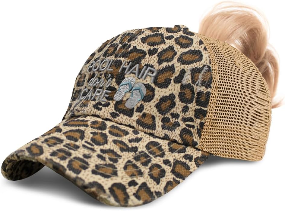 Ponytail Cap Women's Baseball Cap Embroidered Pool Hair Don't Care Style B Cotton