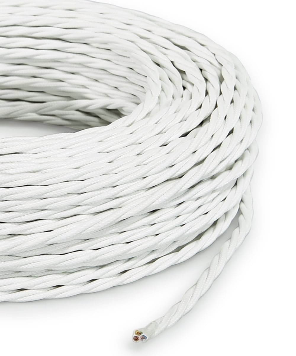 DRESS-Cavo Elettrico Trecciato Rivestito In Tessuto 3x2,50 8mt. Bianco