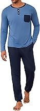 Uniexcosm Men's Pyjamas Cotton Long Pyjamas Two-Piece Pyjamas Home Wear