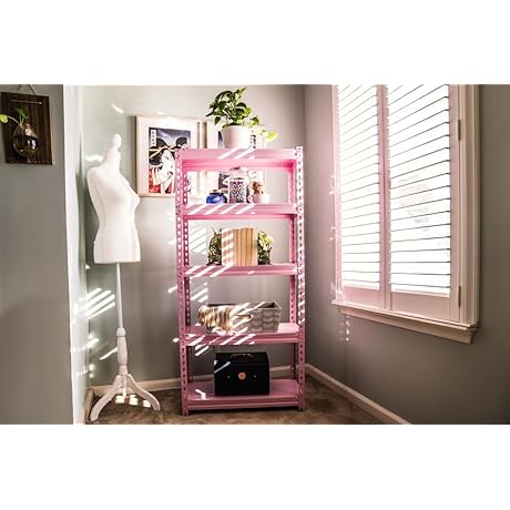 5-Tier Adjustable Pink Steel Shelving for Flexible Indoor Storage