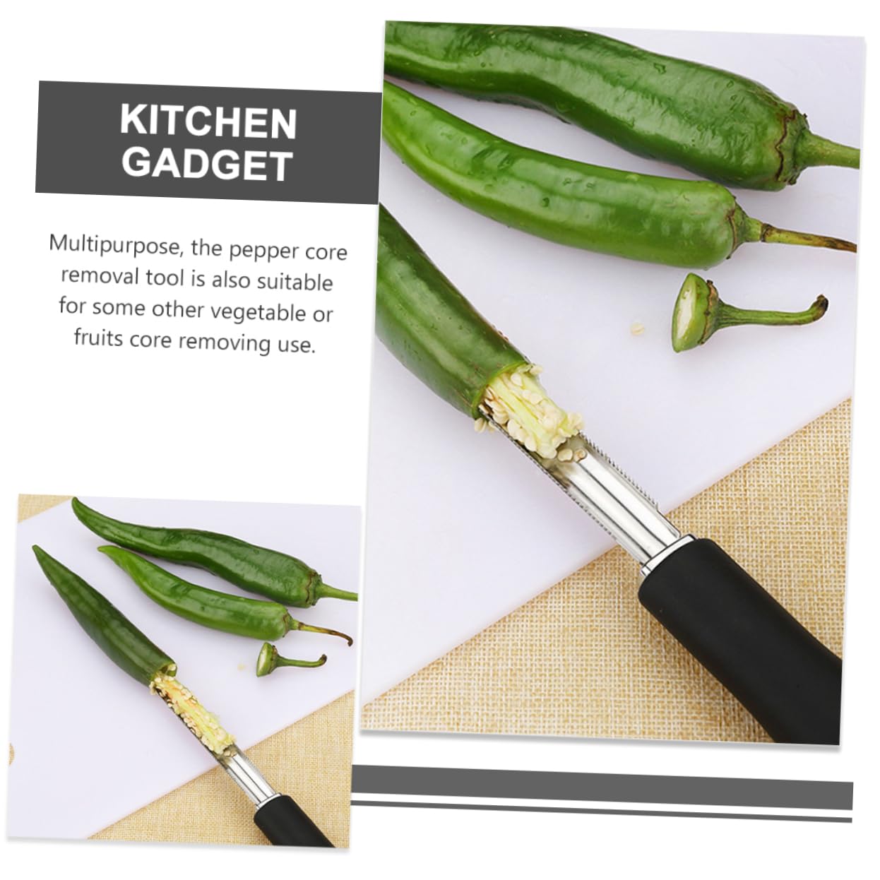 Cabilock Descorazonador De Pimientos De Inoxidable Herramienta Práctica Para Cocinas De Usar Para Quitar Núcleos De Chiles Y 2 Piezas X 5